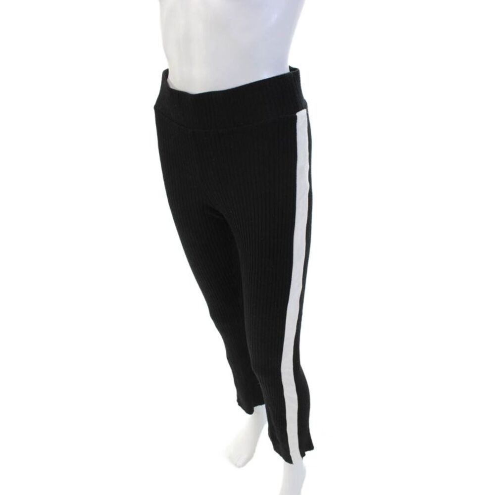 Cale Womens Cotton Ribbed Knit Stripe Hood Casual Top Pants Set Black Size L - Picture 6 of 10